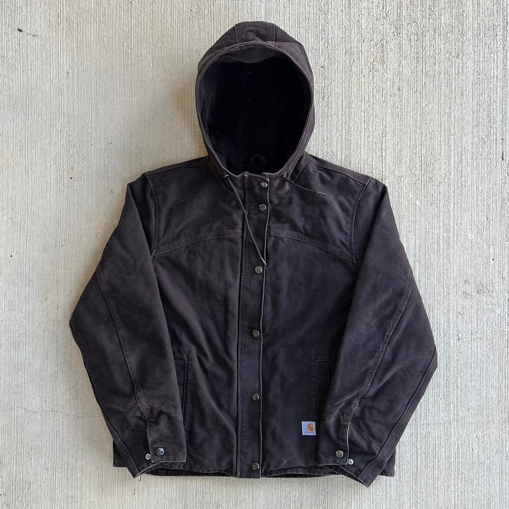 Carhartt brown WOMENS sherpa lined hooded work wear jacket